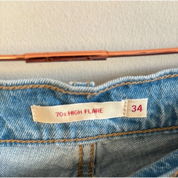 Levi's Premium 702 Mens High Flare Jeans Ultra High Rise Slim Fit Denim Sz 34x32 - Picture 11 of 12